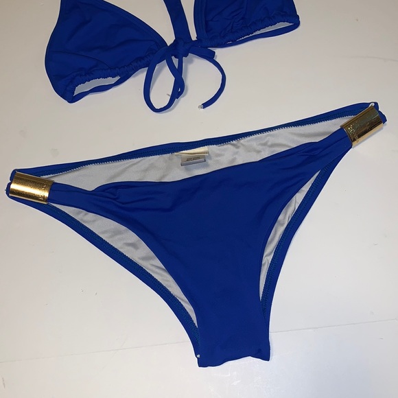 L*SPACE Blue Bikini Set with Gold Chain Straps - Women’s Size XS - Picture 5 of 12